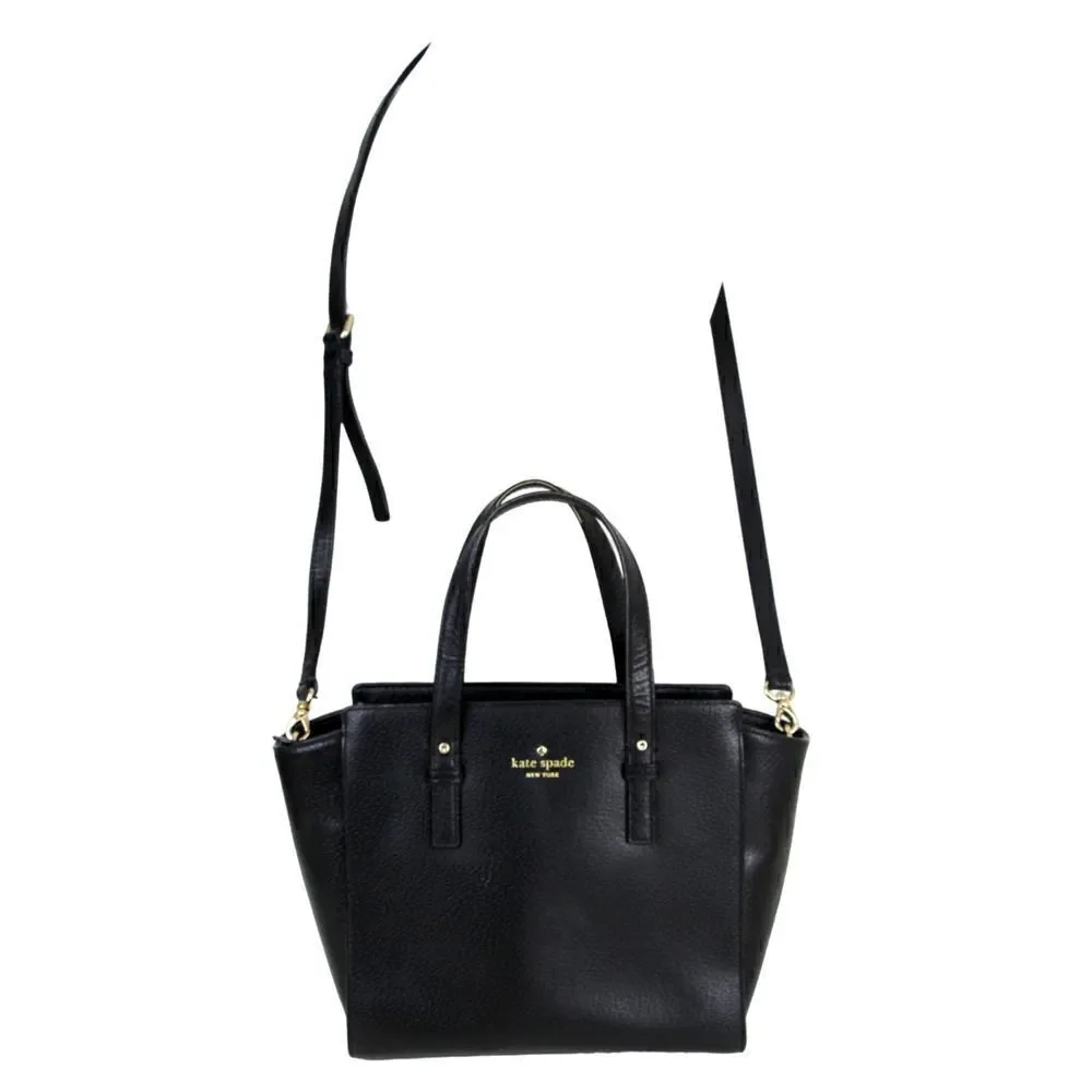 kate spade NY BLACK GENUINE LEATHER SHOULDER BAG X-BODY SATCHEL HANDBAG PURSE